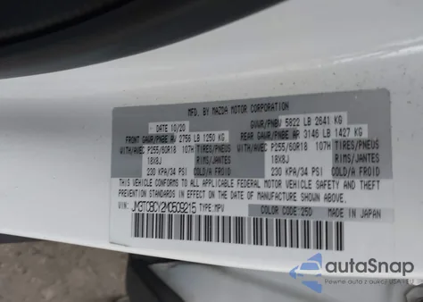 2021 Mazda Cx-9 Touring from USA, damaged, VIN JM3TCBCY2M0509215